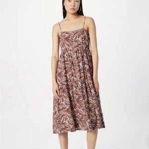 Abercrombie & Fitch Brown and Cream Leaf Midi Dress